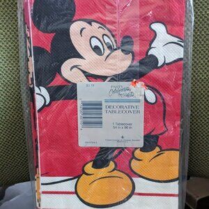 Vintage New Gibson Disney Mickey Mouse Paper Table Cloth Cover 54" x 96"